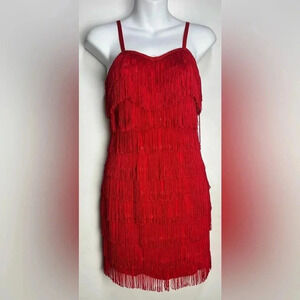 Fredericks of Hollywood Red Fringe Dress